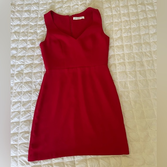 Amanda Uprichard Red Sheath Mini Dress V-Neck Sleeveless - Picture 4 of 10